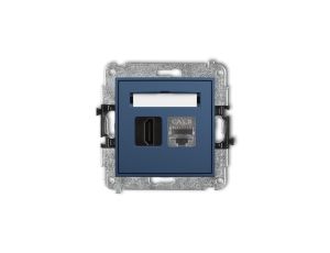 ICON Mechanizm gniazda pojedynczego HDMI 2.1, 8K + gniazda komp. poj. 1xRJ45, kat. 8, ekranowany, 8-stykowy navy blue 64IGHK-88