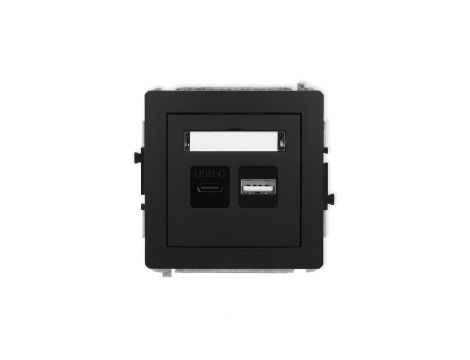 DECO Mechanizm ładowarki USB podwójnej USB C + USB A, 30W max. czarny mat 12DCUSB-10