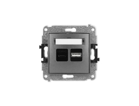 MINI Mechanizm ładowarki USB podwójnej USB C + USB A, 30W max. grafitowy 11MCUSB-10