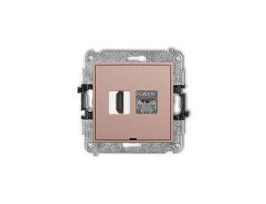 ICON Mechanizm gniazda HDMI 2.0, 4K + gniazda 1xRJ45, kat. 6, ekranowany, 8-stykowy, bez pola opisowego łososiowy 62IGHKBO-46