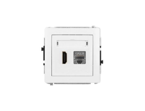 DECO Mechanizm gniazda pojedynczego HDMI 2.1, 8K + gniazda komp. poj. 1xRJ45, kat. 8, ekranowany, 8-stykowy biały DGHK-88