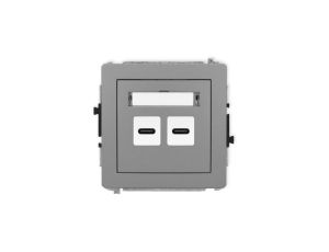 DECO Mechanizm ładowarki USB podwójnej 2xUSB C, 30W max. szary mat 27DCUSB-9
