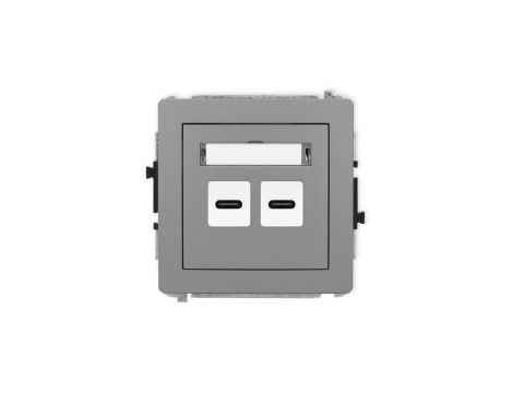 DECO Mechanizm ładowarki USB podwójnej 2xUSB C, 30W max. szary mat 27DCUSB-9