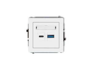 DECO Mechanizm ładowarki USB podwójnej USB C + USB A, 30W max. biały DCUSB-10