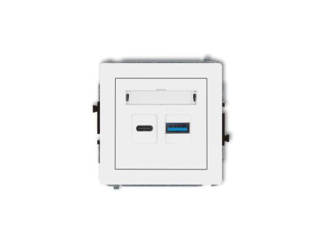 DECO Mechanizm ładowarki USB podwójnej USB C + USB A, 30W max. biały DCUSB-10