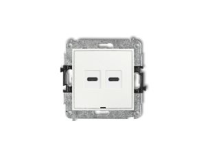 MINI Mechanizm ładowarki USB podwójnej 2xUSB C, 30W max., bez pola opisowego biały MCUSBBO-9
