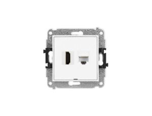 ICON Mechanizm gniazda HDMI 2.1, 8K + gniazda komp. poj. 1xRJ45, kat. 6A, 8-stykowy, bez pola opisowego biały IGHKBO-86A