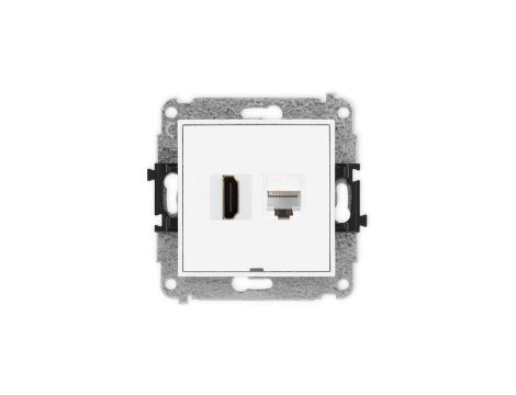 ICON Mechanizm gniazda HDMI 2.1, 8K + gniazda komp. poj. 1xRJ45, kat. 6A, 8-stykowy, bez pola opisowego biały IGHKBO-86A