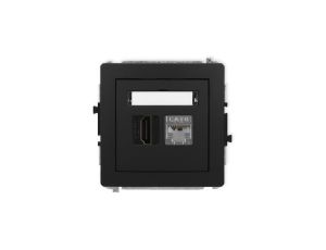 DECO Mechanizm gniazda pojedynczego HDMI 2.0, 4K + gniazda komp. poj. 1xRJ45, kat. 6, ekranowany, 8-stykowy czarny mat 12DGHK-46