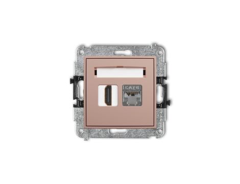 ICON Mechanizm gniazda pojedynczego HDMI 2.0, 4K + gniazda komp. poj. 1xRJ45, kat. 6, ekranowany, 8-stykowy łososiowy 62IGHK-46