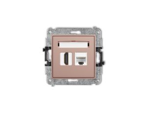 ICON Mechanizm gniazda pojedynczego HDMI 2.1, 8K + gniazda komp. poj. 1xRJ45, kat. 6A, 8-stykowy łososiowy 62IGHK-86A