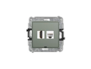 ICON Mechanizm gniazda HDMI 2.1, 8K + gniazda komp. poj. 1xRJ45, kat. 6A, 8-stykowy, bez pola opisowego szałwiowy 61IGHKBO-86A