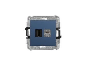 MINI Mechanizm gniazda HDMI 2.0, 4K + gniazda 1xRJ45, kat. 6, ekranowany, 8-stykowy, bez pola opisowego navy blue 64MGHKBO-46