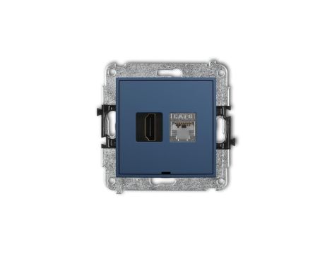 MINI Mechanizm gniazda HDMI 2.0, 4K + gniazda 1xRJ45, kat. 6, ekranowany, 8-stykowy, bez pola opisowego navy blue 64MGHKBO-46