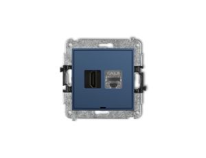 MINI Mechanizm gniazda HDMI 2.1, 8K + gniazda 1xRJ45, kat. 8, ekranowany, 8-stykowy, bez pola opisowego navy blue 64MGHKBO-88