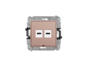 ICON Mechanizm ładowarki USB podwójnej 2xUSB C, 30W max., bez pola opisowego łososiowy 62ICUSBBO-9