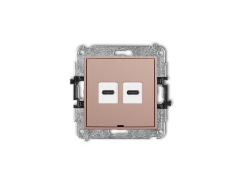 ICON Mechanizm ładowarki USB podwójnej 2xUSB C, 30W max., bez pola opisowego łososiowy 62ICUSBBO-9