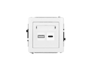 DECO Mechanizm ładowarki USB podwójnej USB C + USB A, 30W max. biały mat 25DCUSB-10