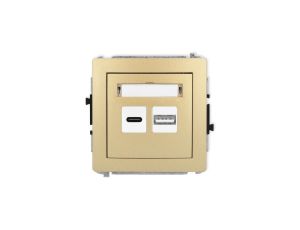 DECO Mechanizm ładowarki USB podwójnej USB C + USB A, 30W max. złoty 29DCUSB-10