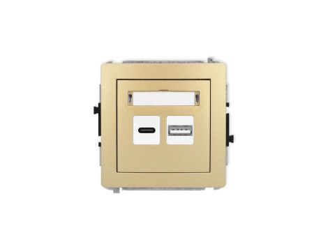 DECO Mechanizm ładowarki USB podwójnej USB C + USB A, 30W max. złoty 29DCUSB-10