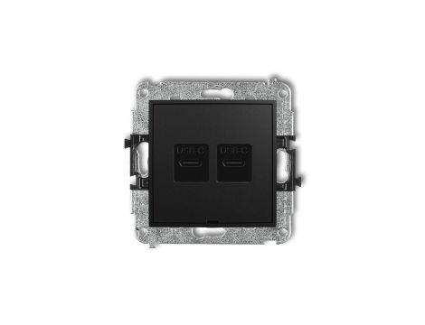 ICON Mechanizm ładowarki USB podwójnej 2xUSB C, 30W max., bez pola opisowego czarny mat 12ICUSBBO-9