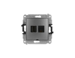 MINI Mechanizm gniazda HDMI 2.1, 8K + gniazda komp. poj. 1xRJ45, kat. 6A, 8-stykowy, bez pola opisowego grafitowy 11MGHKBO-86A
