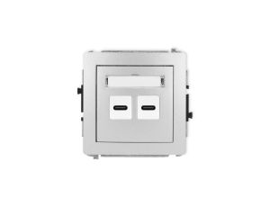 DECO Mechanizm ładowarki USB podwójnej 2xUSB C, 30W max. srebrny metalik 7DCUSB-9