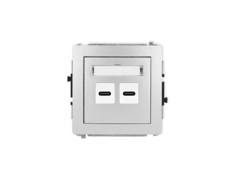 DECO Mechanizm ładowarki USB podwójnej 2xUSB C, 30W max. srebrny metalik 7DCUSB-9