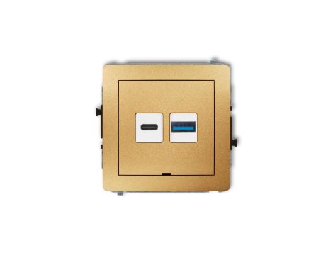 DECO Mechanizm ładowarki USB podwójnej USB C + USB A, 30W max., bez pola opisowego złoty 29DCUSBBO-10