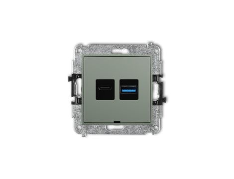 MINI Mechanizm ładowarki USB podwójnej USB C + USB A, 30W max., bez pola opisowego szałwiowy 61MCUSBBO-10