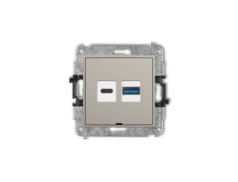 ICON Mechanizm ładowarki USB podwójnej USB C + USB A, 30W max., bez pola opisowego taupe 60ICUSBBO-10