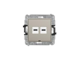 MINI Mechanizm ładowarki USB podwójnej 2xUSB C, 30W max., bez pola opisowego taupe 60MCUSBBO-9