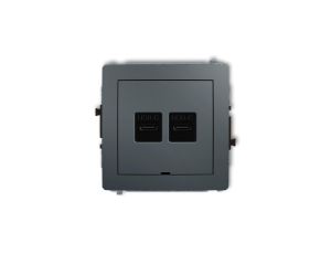 DECO Mechanizm ładowarki USB podwójnej 2xUSB C, 30W max., bez pola opisowego grafitowy mat 28DCUSBBO-9