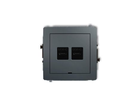 DECO Mechanizm ładowarki USB podwójnej 2xUSB C, 30W max., bez pola opisowego grafitowy mat 28DCUSBBO-9