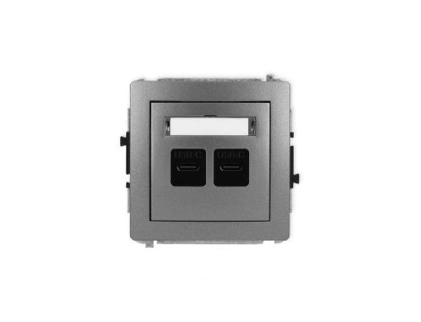 DECO Mechanizm ładowarki USB podwójnej 2xUSB C, 30W max. grafitowy 11DCUSB-9