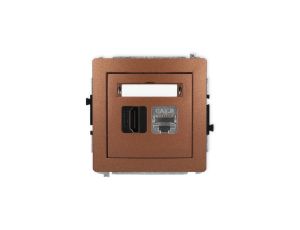 DECO Mechanizm gniazda HDMI 2.1, 8K + gniazda komp. poj. 1xRJ45, kat. 8, ekranowany, 8-stykowy brązowy metalik 9DGHK-88