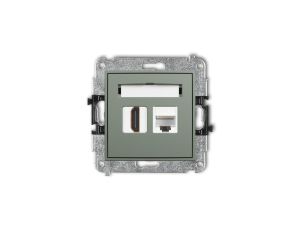 ICON Mechanizm gniazda pojedynczego HDMI 2.0, 4K + gniazda komp. poj. 1xRJ45, kat. 6A, 8-stykowy szałwiowy 61IGHK-46A