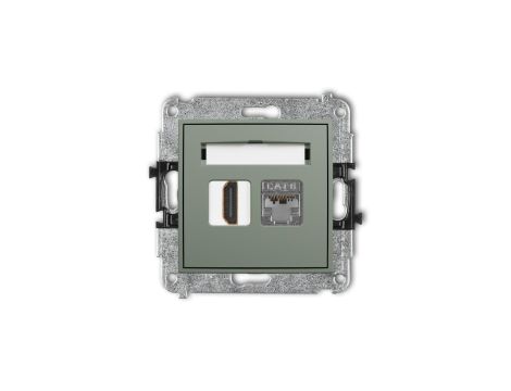 ICON Mechanizm gniazda pojedynczego HDMI 2.0, 4K + gniazda komp. poj. 1xRJ45, kat. 6, ekranowany, 8-stykowy szałwiowy 61IGHK-46