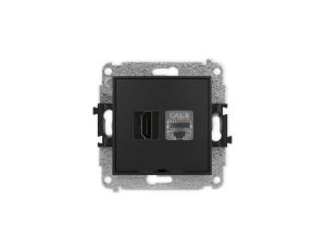 ICON Mechanizm gniazda HDMI 2.1, 8K + gniazda 1xRJ45, kat. 8, ekranowany, 8-stykowy, bez pola opisowego czarny mat 12IGHKBO-88