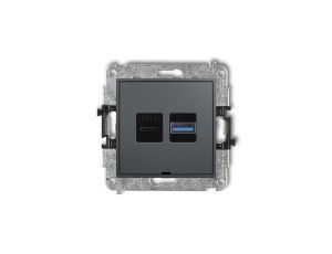 MINI Mechanizm ładowarki USB podwójnej USB C + USB A, 30W max., bez pola opisowego grafitowy mat 28MCUSBBO-10