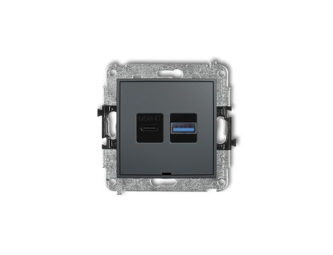 MINI Mechanizm ładowarki USB podwójnej USB C + USB A, 30W max., bez pola opisowego grafitowy mat 28MCUSBBO-10