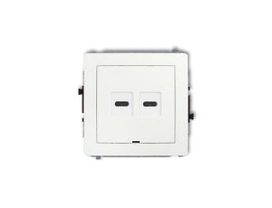 DECO Mechanizm ładowarki USB podwójnej 2xUSB C, 30W max., bez pola opisowego biały DCUSBBO-9