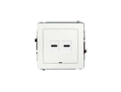 DECO Mechanizm ładowarki USB podwójnej 2xUSB C, 30W max., bez pola opisowego biały DCUSBBO-9