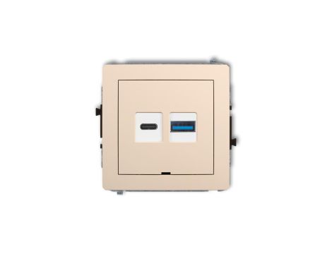 DECO Mechanizm ładowarki USB podwójnej USB C + USB A, 30W max., bez pola opisowego beżowy 1DCUSBBO-10