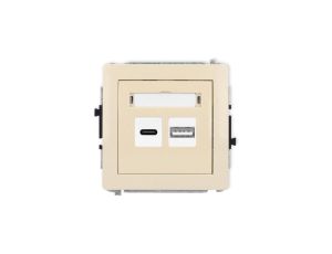 DECO Mechanizm ładowarki USB podwójnej USB C + USB A, 30W max. beżowy 1DCUSB-10
