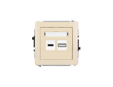 DECO Mechanizm ładowarki USB podwójnej USB C + USB A, 30W max. beżowy 1DCUSB-10
