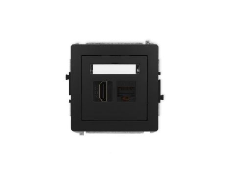 DECO Mechanizm gniazda pojedynczego HDMI 2.0, 4K + gniazda komp. poj. 1xRJ45, kat. 6A, 8-stykowy czarny mat 12DGHK-46A