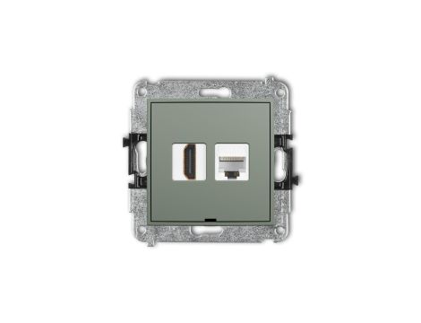 ICON Mechanizm gniazda HDMI 2.0, 4K + gniazda komp. poj. 1xRJ45, kat. 6A, 8-stykowy, bez pola opisowego szałwiowy 61IGHKBO-46A