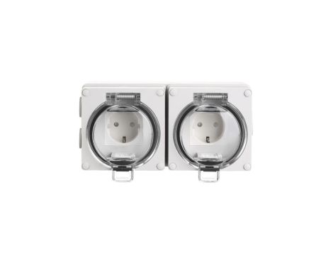 OYSTER IP66 2xgniazdo wtyczkowe w obudowie hermetycznej 16A/250V szary 6185-42
