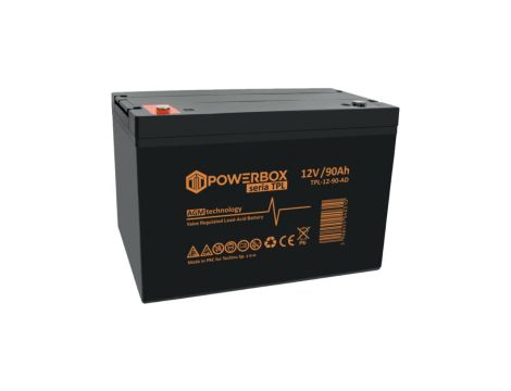 Akumulator AGM uniwersalny 12V 90Ah bezobsługowy (M6) POWERBOX